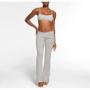 Skims cotton jersey fold-over pant Light Heather Grey NWT Small